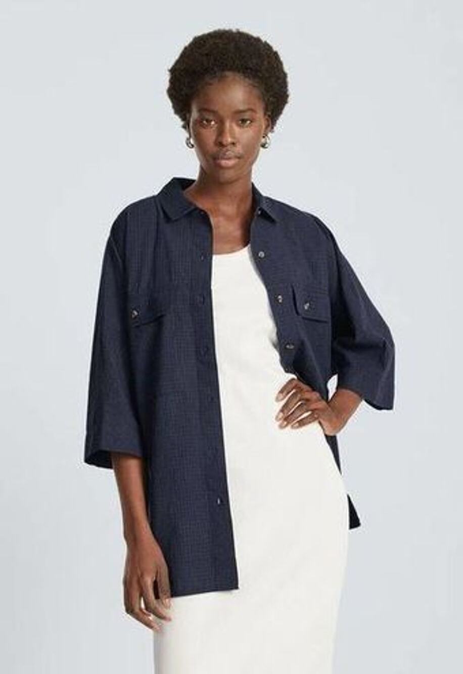 NWT Everlane Women's Button Down Cotton Tourist Shirt True Navy Size XXS